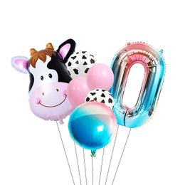 Decoration New Cow Aluminium Film Balloon Inch Digital Set Birthday Decoration Balloon