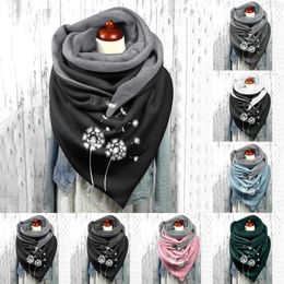 Scarves Turbans For Women Scarfs Dandelion Print Button Wrap Casual Warm Shawls Winter Scarf Blanket Wraps Female Bandana L5