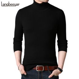 Men's Sweaters Autumn Winter Brand Men black Turtleneck Slim Fit Winter Pullover Men Solid Breathable Colour Knitted Sweater Men 230811