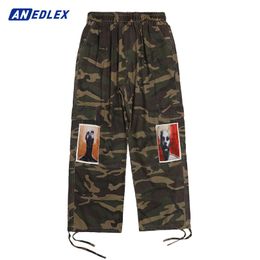 Men's Jeans Harajuku Men Wide Leg Pants Fashion Mens Camo Graphic Patchwork Cargo Summer Retro Streetwear Loose Trousers 230811