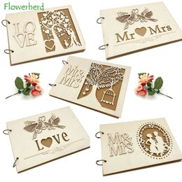 Other Event Party Supplies Wooden Wedding Guestbook Reception Book Sign-in Book Personalized Mr. and Mrs. Po Frame Wedding Decoration Supplies 230812