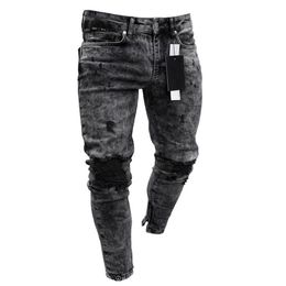 Men's Pants European Streetwear jeans Men Trousers Ripped Casual Stretch Skinny Denim Biker Hole Hip Hop clothing S3XL 230812