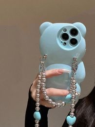 Designer Cute blue Stereoscopic cartoon Bear phone case 14 13 pro max 11 12 12Pro 14plus 7 8 plus x xs xr Deluxe top silicone case