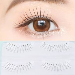 False Eyelashes Korean Eyelash Natural Women's Group Cross Slender Transparent Stem 3 Pairs Short V Manga Makeup Tool 230811