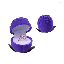 Jewellery Pouches Romantic Valentine's Ring Box Engagement Wedding Velvet Rose Earrings Gift Bo