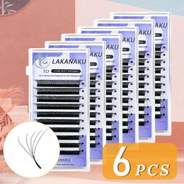 False Eyelashes LAKANAKU 5D W Volume Fans 6 Trays Cilios Shape Lashes Natural Soft Makeup 230811