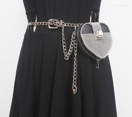 Evening Bags Mini PU Leather Heart Shape Fanny Packs Adjustable Chain Strap Messenger Bag Girls Cute Lipstick Key Coin Zipper Shoulder