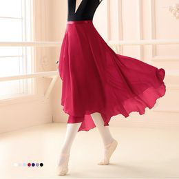 Stage Wear Adults Women Ballet Dance Skirts Long Chiffon Lyrical Soft Dress Black Burgundy Translucent Costumes