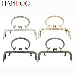 Bag Parts Accessories 20cm Metal Purse Frame Embossed Handle for Clutch Handbag Making Kiss Clasp Lock Antique Bronze Bag Accessories Hardware 230811