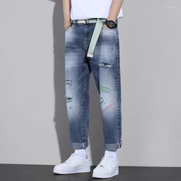 Men's Jeans 2023 Men Vintage Style Hip Hop Youth Street Fashion Korean Hole Straight Boy Denim Pants Casual Business
