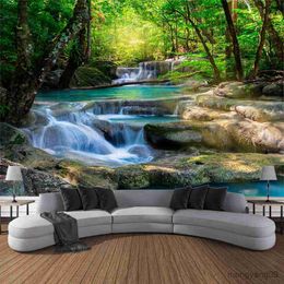 Tapestries Mountain Nature Tapestry Wall Hanging Forest Landscape Tapestries Waterfall Large Tapestry for Living room Bedroom Dorm R230812