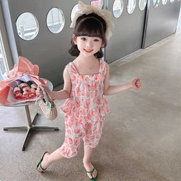 Clothing Sets Kids Summer Clothes Floral Pattern Clothing For Girls Vest Short Girls Clothes Casual Style Kid Clothes