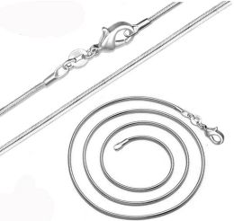 1MM 925 Sterling silver smooth snake Chains Necklace 16 18 20 22 24 26 28 30 32 34 36 38 inches Necklace Mark 925 Fashion Jewelry