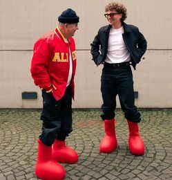Moda MSCHF grandi stivali rossi Stivali Astro Stivali da pioggia con fondo spesso in gomma, taglia 36-46