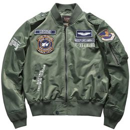 Men's Jackets USA Man's Bomber Jacket Baseball Uniform Air Force One Army Aviation Jumper Workwear Baseball Jersey Embroidery Coat Men 230811
