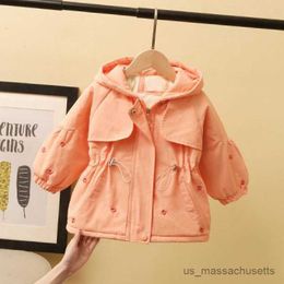 Jackets Girls Kids Coat Jacket Overcoat Cotton Yellow Warm Thicken Winter Sports Teenager Plus Size Children's Clothing R230812