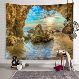 Tapestries Sunset Evening Glow Scenery Wall Art Tapestry Beach Mountains Scenery Tapestry Dormitory Room Aesthetic Decor Bedroom Home Decor R230812