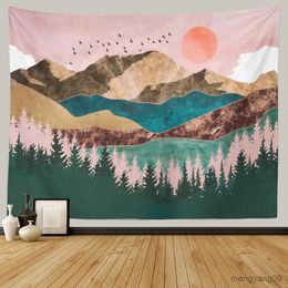 Tapestries SepYue Mountain Tapestry Wall Hanging Tapisserie Home Decor Art Room Dorm Cloth Blanket Abstract Landscape Hippie R230812