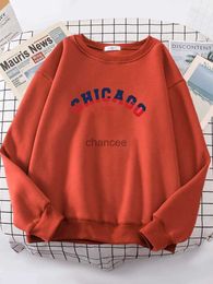 Chicago 1892 Red Blue Contrasting Design Sweatshirts Fleece Casual Clothing Warm Brand Girl Hoodie Oversized Loose Women Hoodies HKD230725