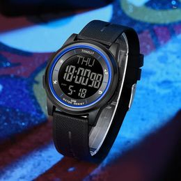 Wristwatches 2023 Design Blue Case Rubber Band Electronics Man Sports Watch Top Selling Relogio Digital Masculino