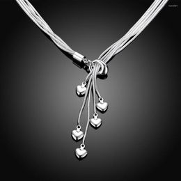 Chains 925 Silver Necklace Fashion Simple Small Heart For Women Female Jewellery Wholesale