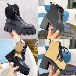 Tasarımcı Platform Erkekler Bot Lüks Boot Lady Rois Moda Kızlar Deri Naylon Kayış Malzeme Çıkarılabilir Küçük Cüzdan Kadın Dış Mekan Sıradan Ayakkabı Kutu No43