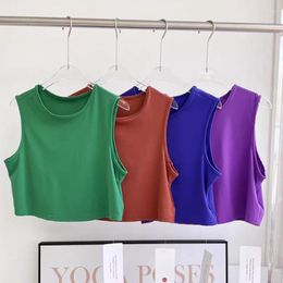 Active Shirts Nylon Running Vest Sleeveless Crew Neck Back Open Fitness Sport Crop Top Tennis Tanks Tops