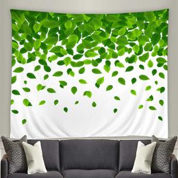 Tapestries 3D Green Leaves Tapestry Tropical Plant Wall Hanging Home Decor Tapestries Bedspread Tenture Carpet R230812