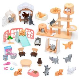 Dolls Cute Kawaii Items Kids Toys Cat Part Pet Set Miniature Dollhouse Accessories Dolly Furniture For House DIY Birthday Gifts 230811