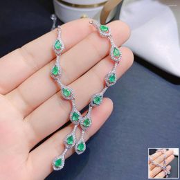 Chains MeiBaPJ Luxurious Natural Emerald/Tanzanite Necklace With Certificate 925 Pure Silver Fine Wedding Jewellery For Women