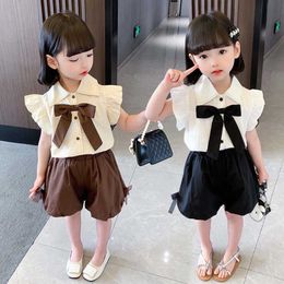 Clothing Sets Girls Summer Clothes Big Bow Girls Clothing Vest Short Kids Clothes Girls Casual Style Children Tracksuit