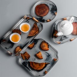 Table Mats Japanese Style Handmade Resin Teapot Tray Homehold Transparent Non-slip For Tea Set Bowl Office Teahouse