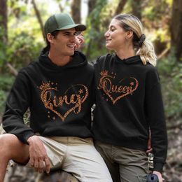 King Queen Love Heart Print Hoodie Lover Pullovers Hoodie Couples Matching Oversize Sweatshirts Harajuku Fashion Couples Hoodie HKD230725