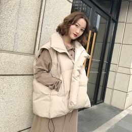 Women's Vests Loose Women's Sleeveless Jackets Solid Turn Down Collar Ladies Winter Vest Korean Style Oversize Waistcoat for Female 230811