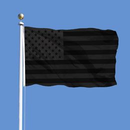 Banner Flags All Black American Flag 3X5 Ft No Quarter Will Be Given Us Usa Historical Protection Polyester 90X150Cm Ee Drop Deliver Dhmg7