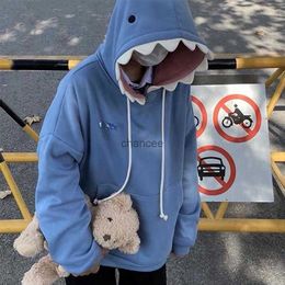 Funny Shark Patchwork Hoodies Man Autumn Kawaii Sweatshirt 2023 Casual Long Sleeve Pullover School Couple Clothes New HKD230725
