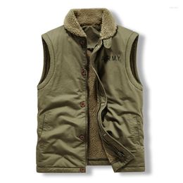 Hunting Jackets Winter Mens Cashmere Vest Military Style Thick Warm Fleece Sleeveless Jacket Loose Cotton Coat Plush Waistcoat