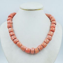 Choker 15MM Natural Pink Coral Necklace. Charming Women's Classic Jewellery 19"