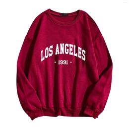 Women's Hoodies 1991 Los Angeles Letter Printing Fleece Women Retro Harajuku Drop Shoulder Oversized Sweatshirts Female Hoody Pullovers