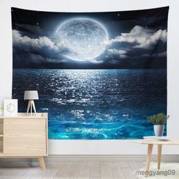 Tapestries Wall Hanging Stars Moon Tapestry Romantic Tapestry Background Home Decoration Seaside Scenery Decorative Tapestry R230812