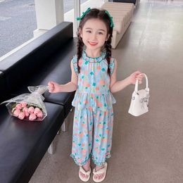 Clothing Sets Girls Summer Dress Floral Pattern Girls Clothing Vest Short Clothes For Girls Casual Style Children's Tracksuit