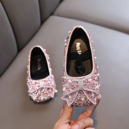 Sneakers AINYFU Spring Girls Bow Princess Shoes Kids Leather Shoes Fashion Children's Soft Comfortable Performance Shoes H791 230811