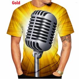 Men's T Shirts Harajuku Fashion 3d T-shirt Hip Hop Music Men Casual Metal Microphone Dj Printed Oversized Short Sleeve Clothes