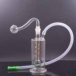 Mini Hookah Glass Oil Burner Bong Pipe with Thick Pyrex Clear Heady Recycler Ash Catcher Dab Rigs Bongs for Smoking with Male Glass Oil Burner Pipe and Hose