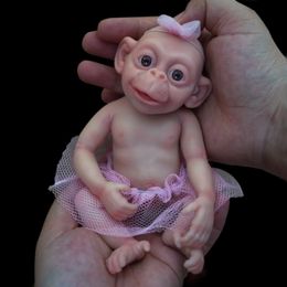 Dolls 7" Micro Preemie Full Body Silicone Monkey Baby Doll "Lux"Lifelike Mini Reborn Doll Surprice Children Anti-Stress 230811