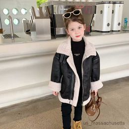 Jackets Girls Boys Winter Coats Cashmere Warm Fake Leather Coat Jacket Kids Birthday Casual Clothes Children Overcoats 2-12T R230812