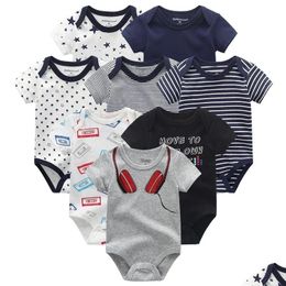 Rompers 8Pcs/Lot Baby Cotton Born Clothes Roupas De Bebe Boy Girl Jumpsuit Clothing For Children Overalls Winter 210309 Drop Deliver Dhpbe