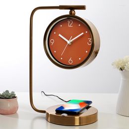 Table Clocks Creative Luminous Clock Bedroom Bedside Wireless Charging Base Nordic Light Luxury