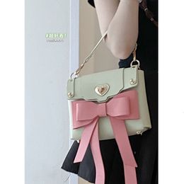 Evening Bags Girl Pink Bow Sweet Shoulder Message Bag Luxury Designer Leather Crossbody Bags Women Brand Handbag 230811