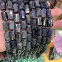 Beads Column Faced Labradorite Stone Natural Gemstone DIY Loose For Jewellery Making Strand 15" Wholesale !